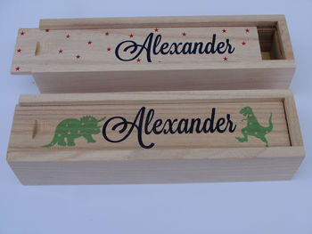 Personalised Print Wooden Pencil Case, 2 of 9