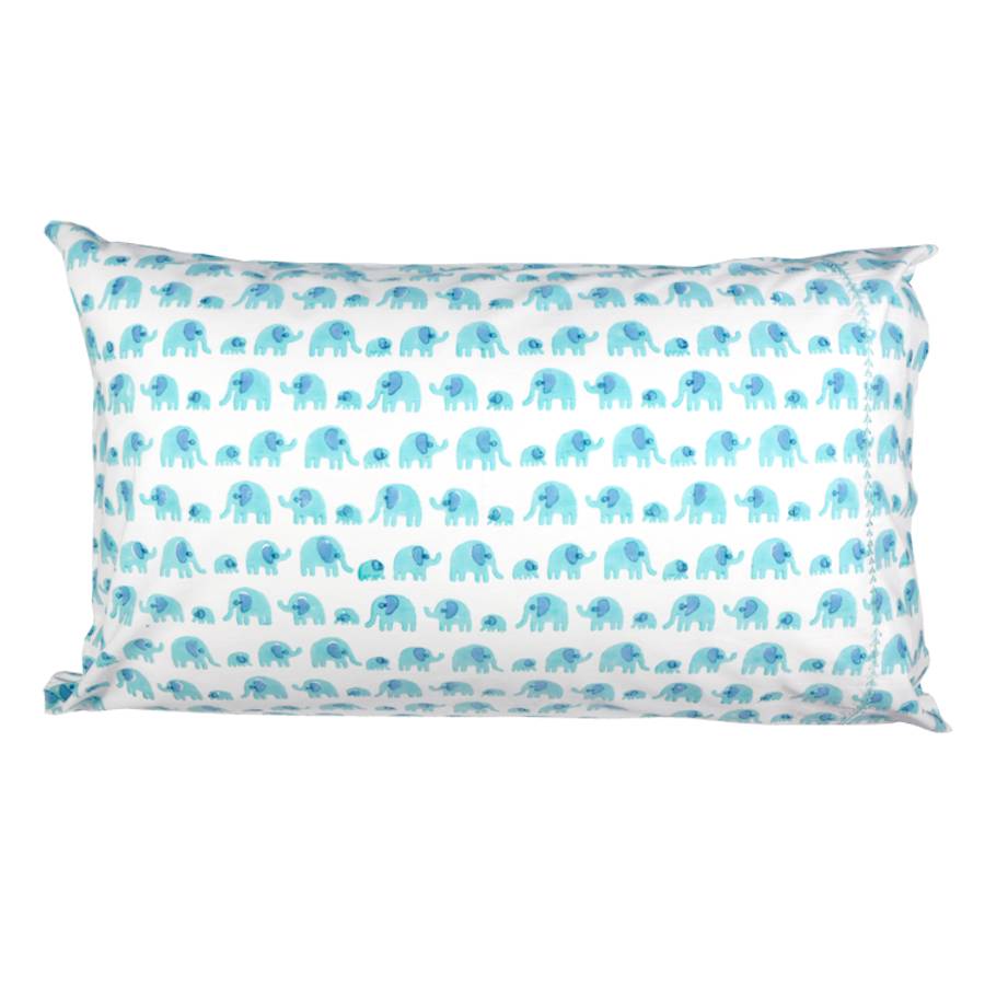 Turquoise Elephant Single Pillowcase By Lulu and Nat
