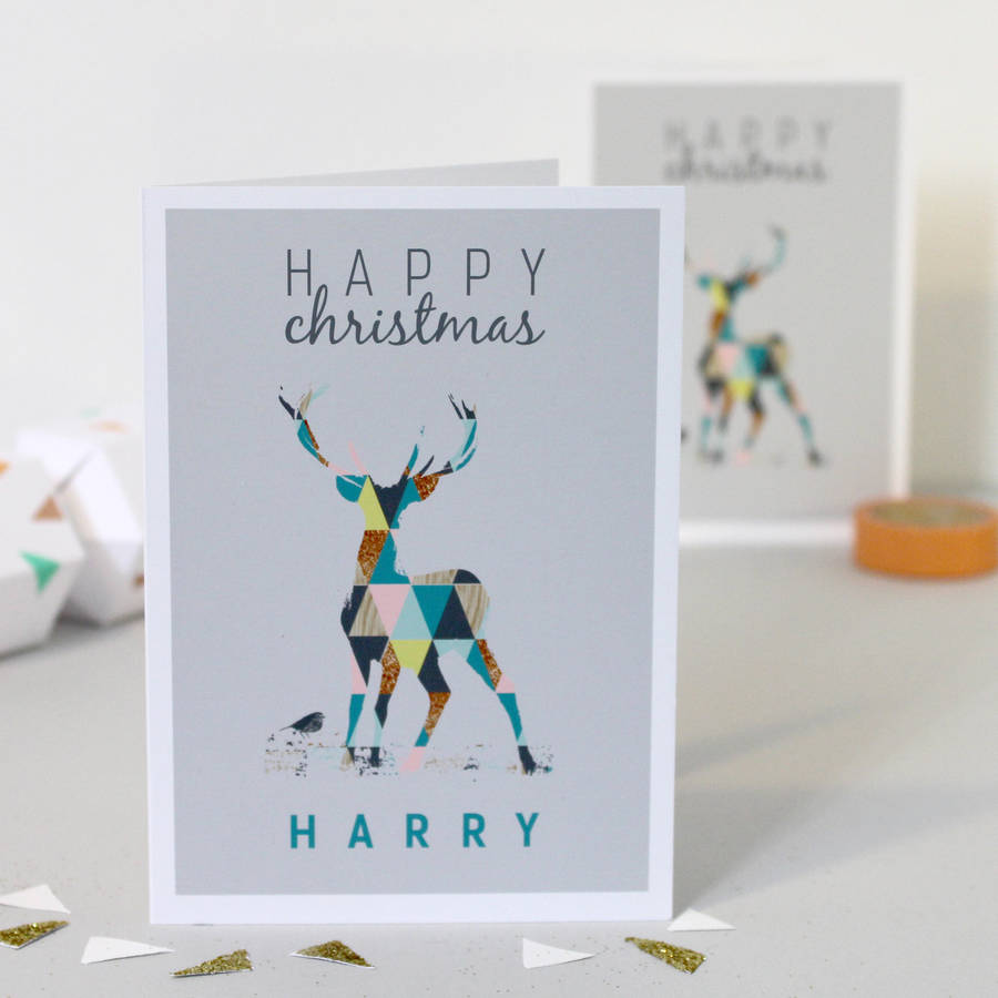 Personalised Happy Christmas Stag Card, 1 of 3