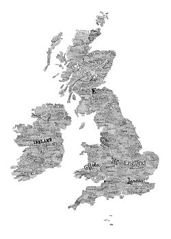 Typographic Map Of Great Britain And Ireland, 2 of 11