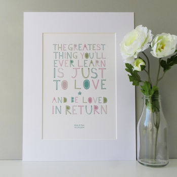 'To Love And Be Loved In Return' Personalised Print, 7 of 10