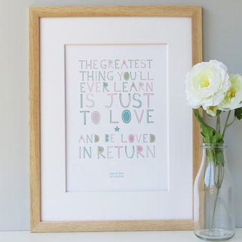 'To Love And Be Loved In Return' Personalised Print, 6 of 10