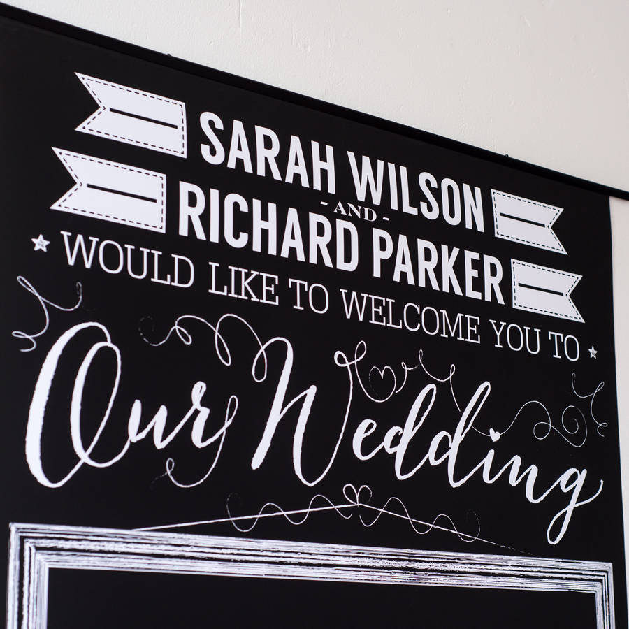 personalised chalkboard wedding backdrop by milly inspired