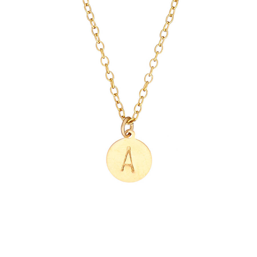 14k gold fill handstamped initial disc necklace by chupi | www.waterandnature.org