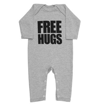 Baby Sleepsuit, Free Hugs, Cotton Babygrow, 2 of 2