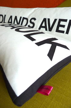 The Personalised Street Name Cushion, 10 of 12
