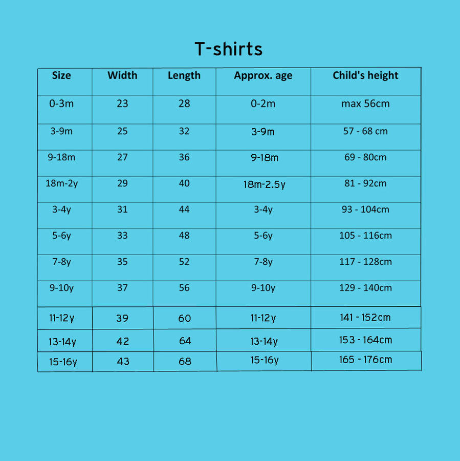 Child Cloth Size Chart