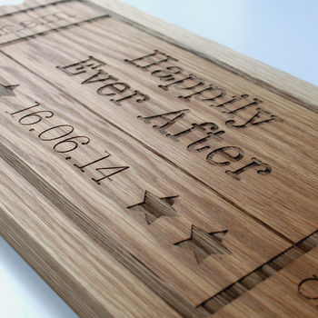 Personalised Wedding Gift Oak Wood Sharing Board, 6 of 7