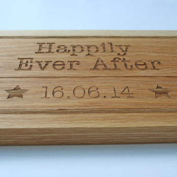 Personalised Wedding Gift Oak Wood Sharing Board, 7 of 7