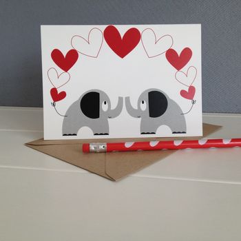 Two Elephants In Love Wedding And Valentines Card, 4 of 5