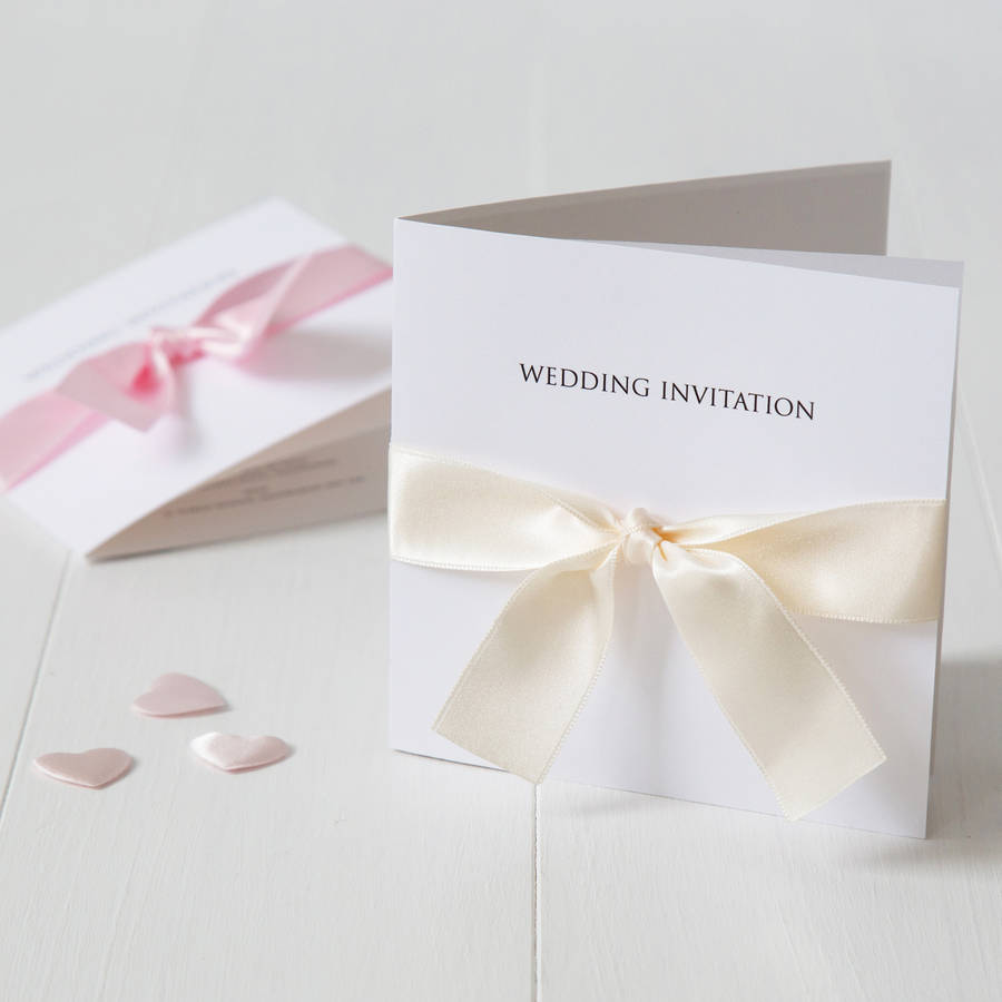 Invitation Template With Beautiful Delicate Pink Bows And Ribbons Vectors R...