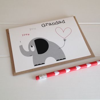 'I Love You Grandad' Elephant And Heart Greetings Card, 3 of 5