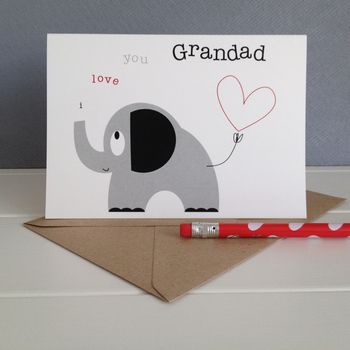 'I Love You Grandad' Elephant And Heart Greetings Card, 2 of 5