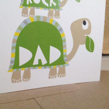 Tortoise 'You Rock Dad' Fathers Day Greetings Card, 4 of 4