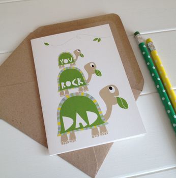 Tortoise 'You Rock Dad' Fathers Day Greetings Card, 2 of 4
