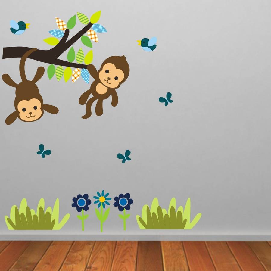 Monkey Tree Scene Wall Sticker By Mirrorin