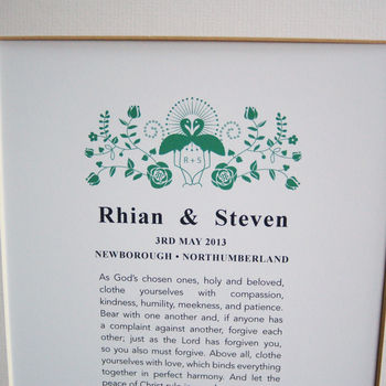 Personalised Wedding Anniversary Vow Hymn Poem Wall Art, 5 of 8