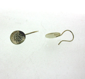 Small Silver Hammered Ellipse Earrings, 2 of 4
