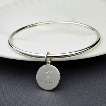 Personalised Charm Sterling Silver Bangle, 6 of 6