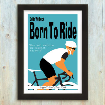 Personalised Born To Ride Cycling Print, 3 of 6