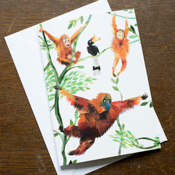 Swinging Orangutans Greetings Card, 2 of 7