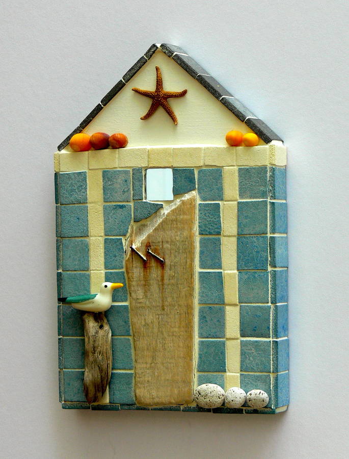 Orange Shells Beach Hut Mosaic Wall Art By Rana Cullimore ...