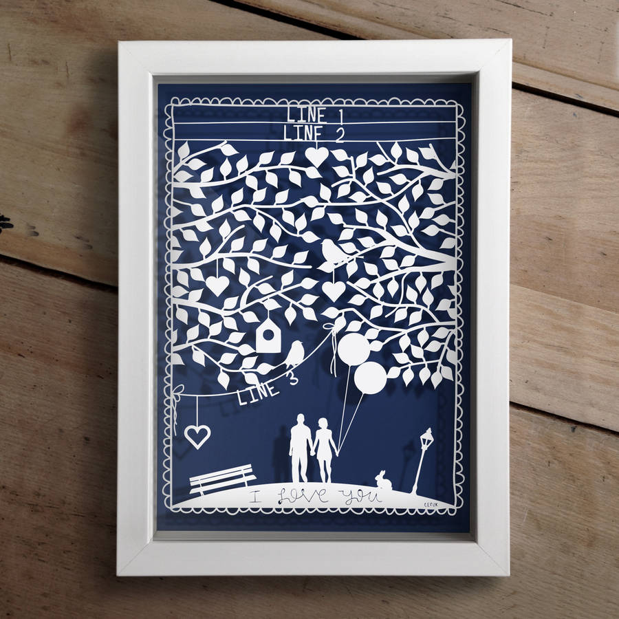 personalised couples first anniversary papercut by the portland co ...