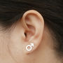 Mars And Venus Earring Studs In Sterling Silver, thumbnail 2 of 4