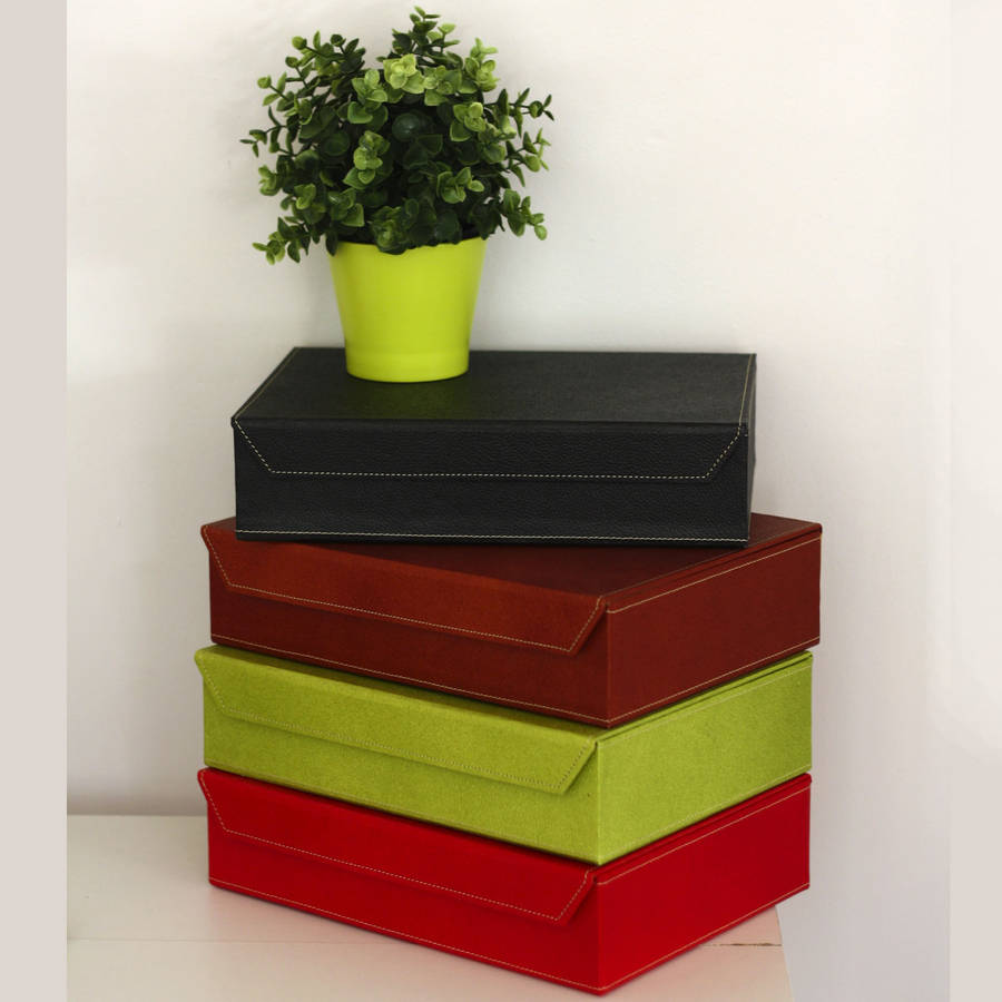 recycled leather effect a4 storage box file by heart & parcel