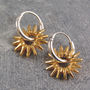 Sun Rays Gold Plated Silver Hoop Earrings, thumbnail 1 of 9
