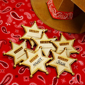 Personalised Wooden Cowboy Sheriff Badge, 2 of 4