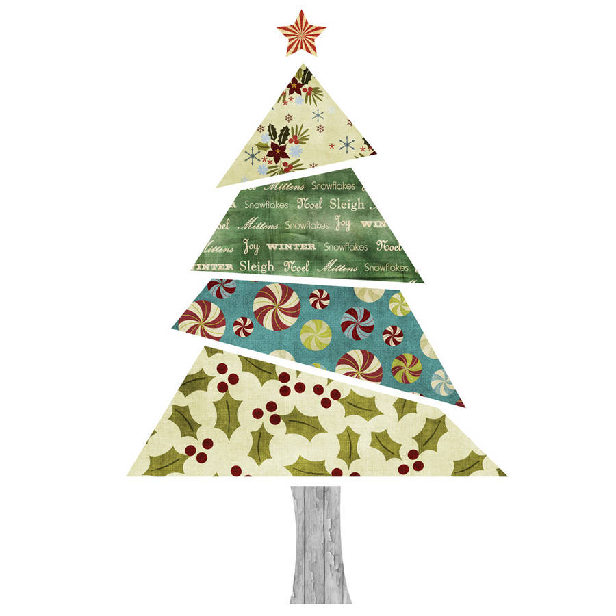Fabric Patterned Christmas Tree Wall Sticker By Spin Collective 