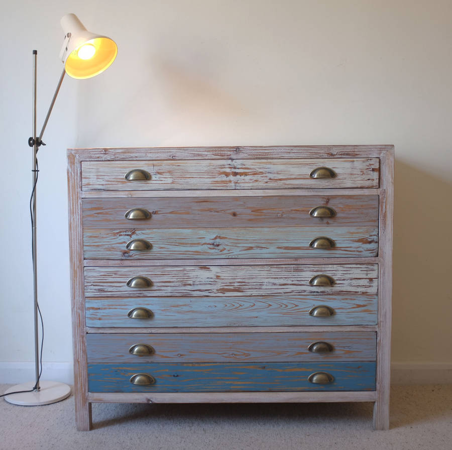 beach hut style chest of drawers reclaimed wood by cambrewood
