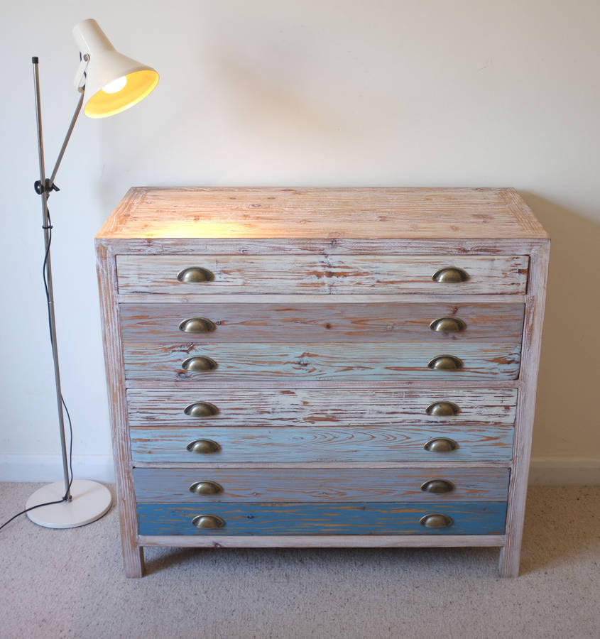 beach hut style chest of drawers reclaimed wood by cambrewood