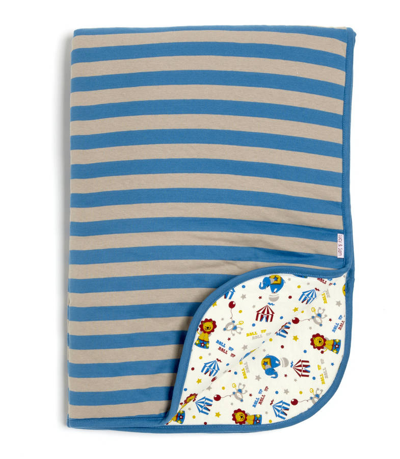 Lucy And Sam Padded Blue And Grey Circus Blanket By Lucy & Sam ...