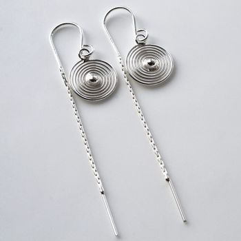 Sterling Silver Spiral Threader Chain Earrings, 3 of 5