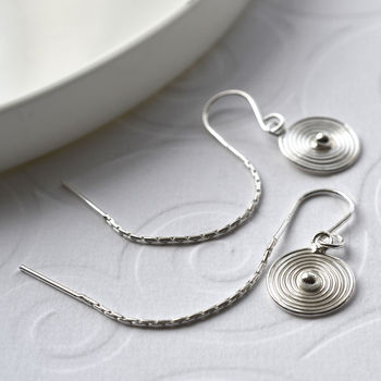 Sterling Silver Spiral Threader Chain Earrings, 4 of 5