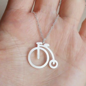 Penny Farthing Necklace In Sterling Silver, 2 of 3