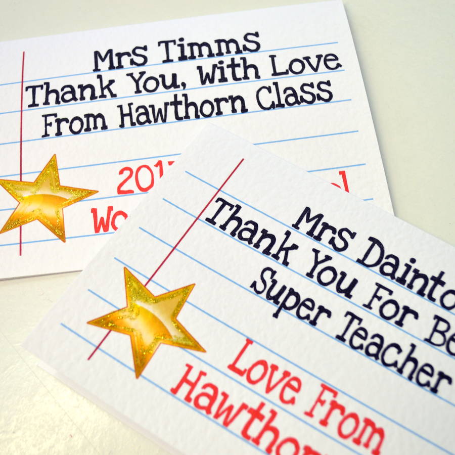 personalised school teacher thank you cardsew very