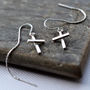Sterling Silver Cross Threader Earrings, thumbnail 2 of 5
