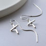 Sterling Silver Cross Threader Earrings, thumbnail 3 of 5