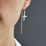Sterling Silver Cross Threader Earrings, thumbnail 1 of 5