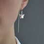 Sterling Silver Butterfly On Threader Chain Earrings, thumbnail 3 of 5