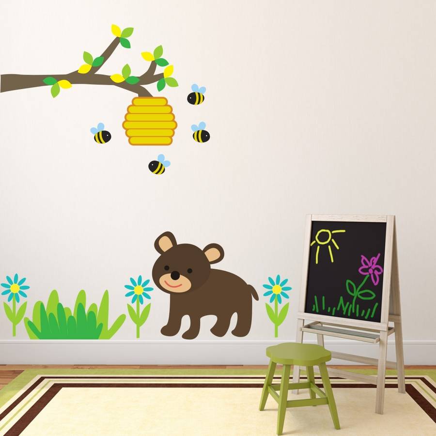 Bear And Bees Woodland Tree Wall Sticker By Mirrorin ...