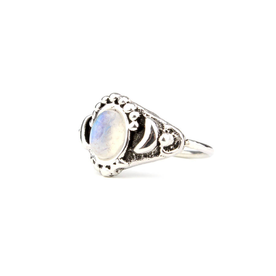 sterling silver double crescent moon moonstone ring by amelia may ...