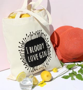 'Gin Love' Black Print Tote Bag, 2 of 5