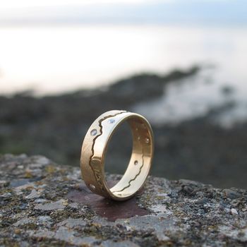 Personalised Multi Diamond Coastline Ring, 2 of 3