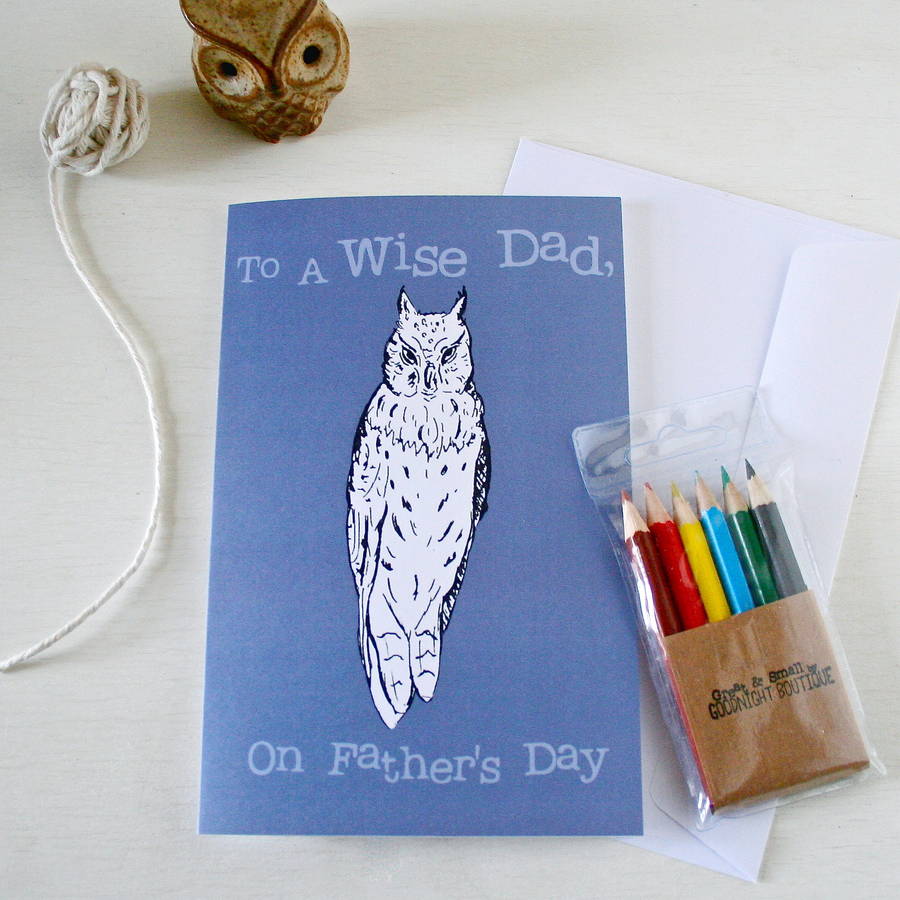 colour your own owl father's day card by laura crow