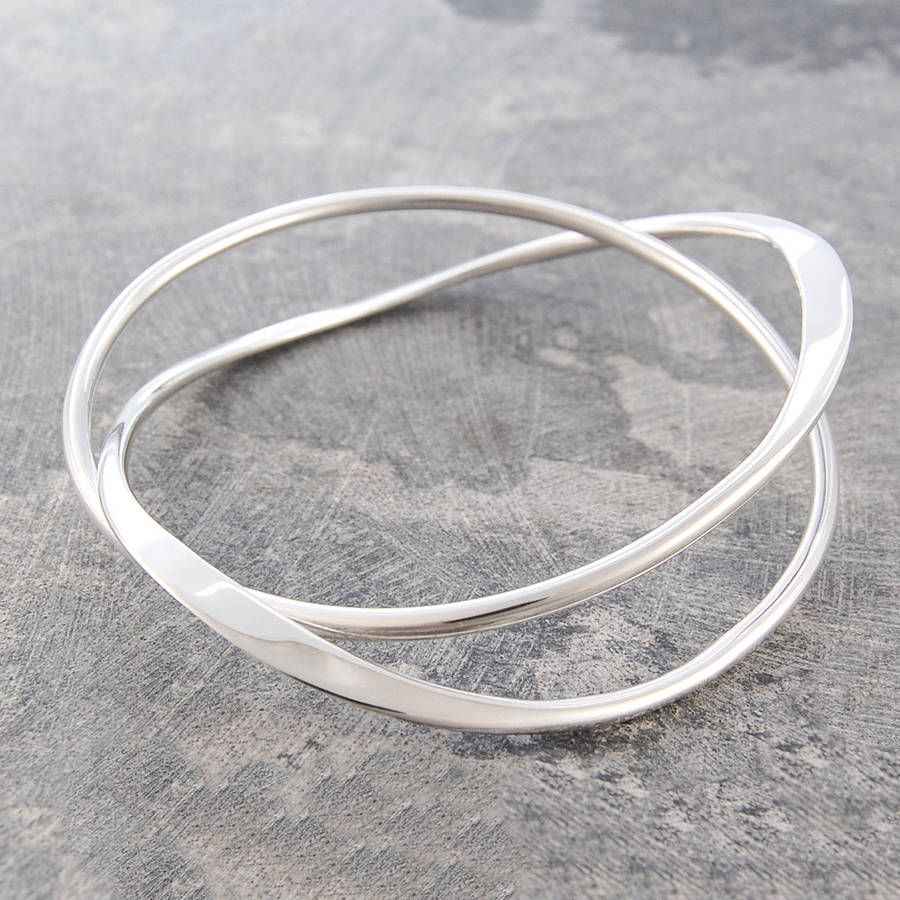 Curve Infinity Solid Silver Bangle By Otis Jaxon 