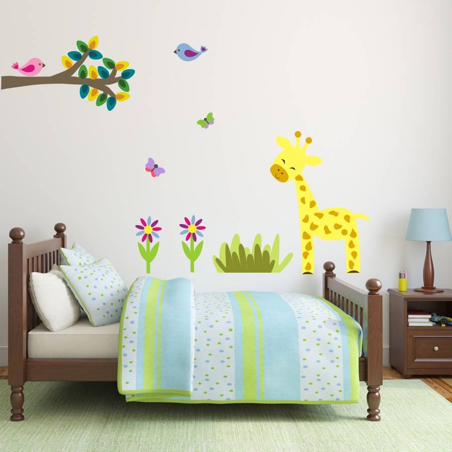 Jungle Giraffe And Branch Wall Sticker By Mirrorin